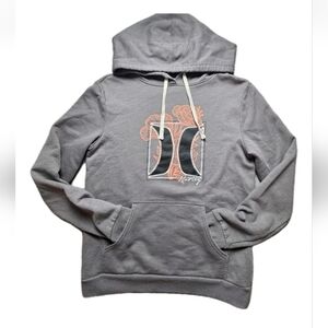 Hurley Floral Graphic Pullover Hoodie | XS | Grey & Peach Surf Style